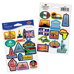 The Passport Stickers consist of different cities around the world. They are vibrant and can be used to decorate whatever you want! 2 sheets per package. A total of 24 stickers.