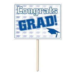 Blue Congrats Grad Yard Sign