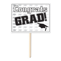 Black Congrats Grad Yard Sign