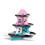 Once you assemble the Rock & Roll Cupcake Stand, you have a three-tiered stand to organize your cupcakes in a groovy arrangement. The stand has nice shades of blue and pink, while incorporating some musical notes to it. Measures 13.5 inches high.