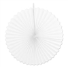 Create an elegant display when you hang these White Jumbo Accordion Paper Fans at an upcoming party. Contains two fans per package, with each fan measuring 48 inches when unfolded.