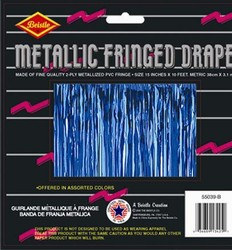 Blue 2-Ply Metallic Fringe Drape