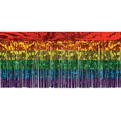 Add a touch of pride and color to your event tables, stages and backgrounds with this shimmering rainbow colored metallic table skirting.  30 inches tall and 14 feet long, 1 ply.
Please Note: Not intended to be used as wearing apparel.