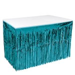 Adding this Turquoise 1-Ply Metallic Table Skirting to your party tables will create the interesting, kinetic and vibrant decor your guest will be talking about for weeks.  The skirting is 30 inches tall and 14 feet long.