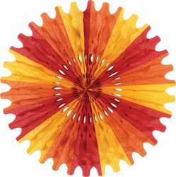 Gold, Orange, and Red Art-Tissue Fan
