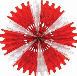 Red and White Art-Tissue Fan