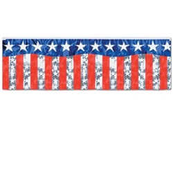 Flame Retardant Metallic Stars and Stripes Banner