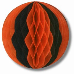 Orange and Black Art-Tissue Ball, 12 in