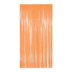 1-Ply Plastic Fringe Curtain - Neon Orange
