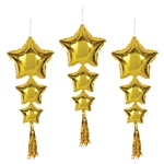 Star Balloons w/Tassels - Gold