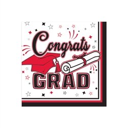 Congrats Grad Beverage Napkins - Red