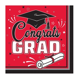 Congrats Grad Luncheon Napkins - Red