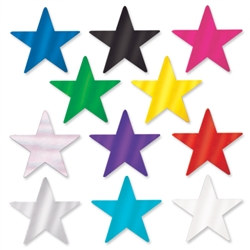 Pack of 12 Metallic Star Cutouts 3 3/4" (Choose Color)