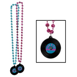 Beads with Rock and Roll Medallion (1/pkg)