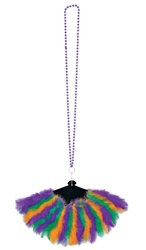 Beads with Mardi Gras Feather Fan (1/pkg)