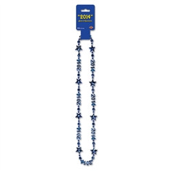 Blue "2014" Beads-Of-Expression (One Beaded Necklace Per Package)