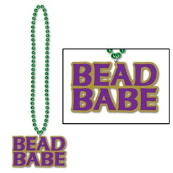 Green Beads with Bead Babe Medallion (1/pkg)