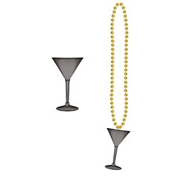 Gold Beads with Martini Glass (1/pkg)