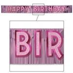 Metallic Pink Happy Birthday Banner