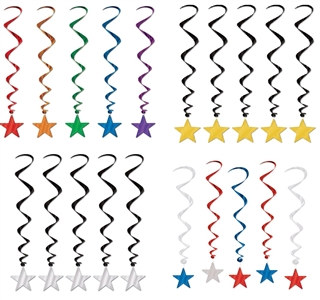 Pack of 5 Metallic Star Whirls (Choose Color)