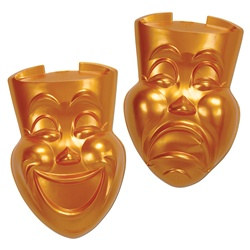 Gold Plastic Comedy and Tragedy Faces