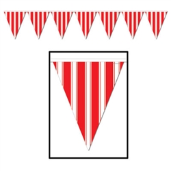 Red and White Striped Pennant Banner