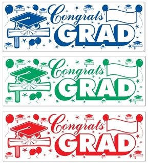 5' X 21" Congrats Grad Sign Banner (Choose Color)