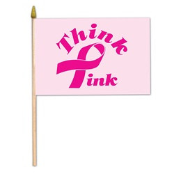 Rayon Pink Ribbon Flag (4 in x 6 in)