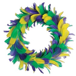 Green, Golden Yellow and Purple Feather Wreath (12 inch)