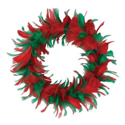 Red and Green Feather Wreath (12 inch)