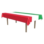 Red White and Green Plastic Tablecover
