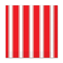 Red & White Stripes Beverage Napkins