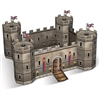 The 3-D Castle Centerpiece is made of cardstock and measures 14 1/2 inches by 18 inches and stands 9 inches tall. Contains one per package. Assembly required- instructions included.
