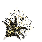 The Push Up Confetti Poppers - Black & Gold is black paper confetti and silver plastic confetti filled in a plastic container. Contains approx. 0.5 ounces per popper. Contains 8 poppers per package. Point away from face and other people.