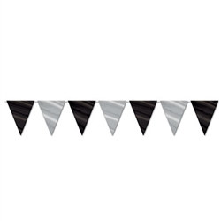 Black & Silver Pennant Banner