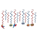 At your child's superhero party, these Hero Whirls are excellent hanging decorations. Each whirl in the package measures anywhere from 17 inches to 31 inches. but each one is made with the same high-quality that you expect! Comes 12 whirls per package.