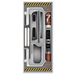 Decorate the door with this Spaceship Door Cover to instantly transform your door into a high-tech spacecraft entrance. It measures 30 inches wide by six feet tall and is good for any type of weather. Comes one decorative door cover per package.