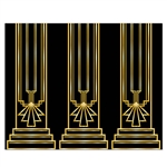 This Great 20's Backdrop is a quick and easy way to transform a regular living or dining room into a party room of the great 1920's! This backdrop measures four feet tall by 30 feet long and features a unique black and gold design. Comes one per package.