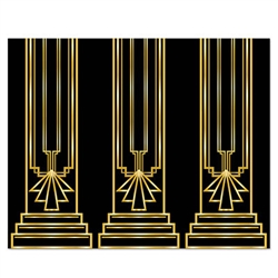 This Great 20's Backdrop is a quick and easy way to transform a regular living or dining room into a party room of the great 1920's! This backdrop measures four feet tall by 30 feet long and features a unique black and gold design. Comes one per package.