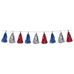 Decorate for any patriotic or election theme party with our red, silver and blue Metallic Tassel Garland. This eight foot long garland contains twelve tassels alternating in color between red, silver and blue! Comes one garland per package.