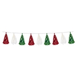 The red, white and green on this Metallic & Tissue Tassel Garland make it the ideal Christmas or Italian decoration. Measuring 8 feet in length, each garland contains twelve tassels in assorted tissue and foil colors of red, white, and green.