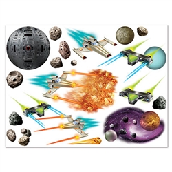 Decorate for a galaxy or outer space themed party with our fun and colorful Galaxy Props. There are props in the package of space themed objects, including but not limited to a space station, asteroids and spaceships. Comes 19 Galaxy Props per package.