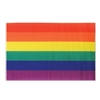 The Rainbow Flag is made of polyester material and measures 3 feet by 5 feet. Has two grommets for easy hanging. Contains 1 per package. This flag adds an abundance of color to your carnival, circus, or any event you are celebrating!
