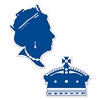 Have yourself a royal party with these Queen Silhouettes. One silhouette is a side silhoutte of a queen, while the other is the royal crown. The design is printed on both sides and the blue and white colors give it a simple elegance.