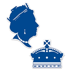 Have yourself a royal party with these Queen Silhouettes. One silhouette is a side silhoutte of a queen, while the other is the royal crown. The design is printed on both sides and the blue and white colors give it a simple elegance.