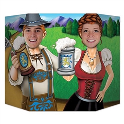 The Oktoberfest Couple Photo Prop is made of cardstock and is a great way to bring entertainment and smiles to your celebration! Set it on a table or any smooth surface and snap the photo! It measures 37 inches by 25 inches. One per pack.