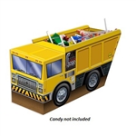The 3-D Dump Truck Centerpiece is bright yellow and looks like a real dump truck! Made of cardstock. Measures 10.5 inches long and 5.25 inches high. One per package.