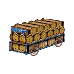 The 3-D Beer Wagon Centerpiece is the perfect tabletop decoration at your next Oktoberfest party. The printed card stock centerpiece features an image of a beer wagon filled with Bavarian themed beer barrels. Simple assembly. One per package.