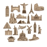 The Around The World Cutouts are made of cardstock and printed on two sides. Sizes range in measurement from 7 inches to 10.5 inches. Contains 20 pieces per package. Perfect for decorating an international theme party or going away party!