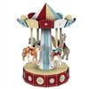 The 3-D Vintage Circus Carousel Centerpiece is made of colorful cardstock and measures 10 inches tall. Features animals as the seats including a tiger, a giraffe, a horse, and a camel. Assembly required, instructions included. One per package.